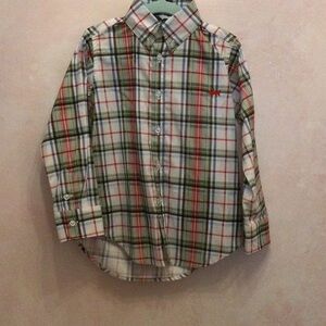 Kids Plaid Button-Down Shirt - White, Green & Red